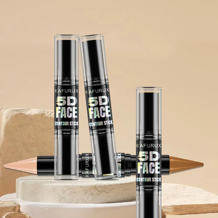 1PC Contour Stick Duo, Double-Eneed Highlight and Shadow Cream Waterproof Full Coverage Face Foundation Concealer Pen Long Lasti