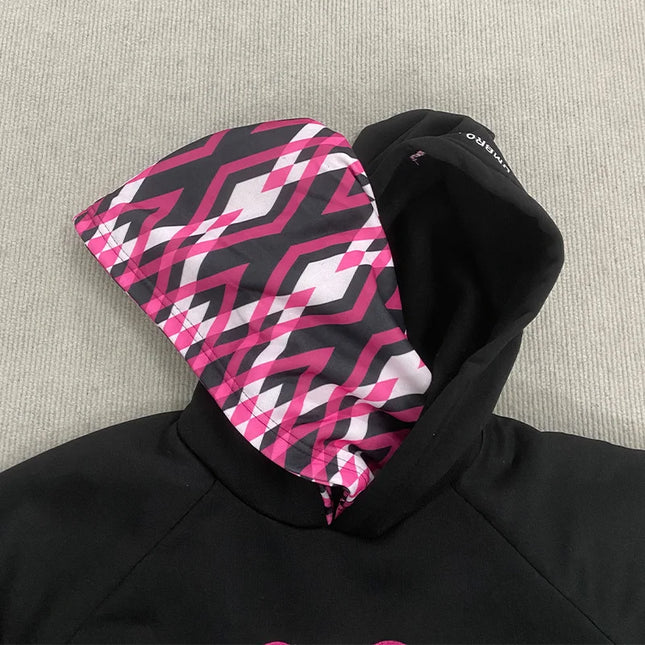 Winter Warm Oversized Hoodie Sweatpants Fashion Geometric Print Casual Streetwear Cozy Loungewear 2026 New
