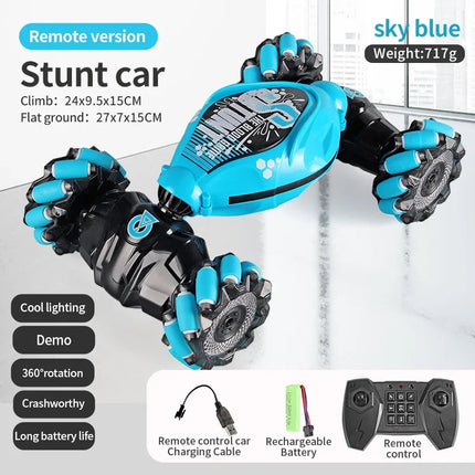 Gesture Sensing Dual Control Twist Car Double-Sided Drift Stunt Rechargeable Remote Toy with LED Lights - Perfect Gift for Kids