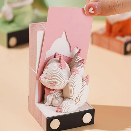 3D Notepad Cute Bunny 3D Memo Pad Animal Sticky Note Art Notes Block Office Accessories Birthday Gifts For Kids Friends