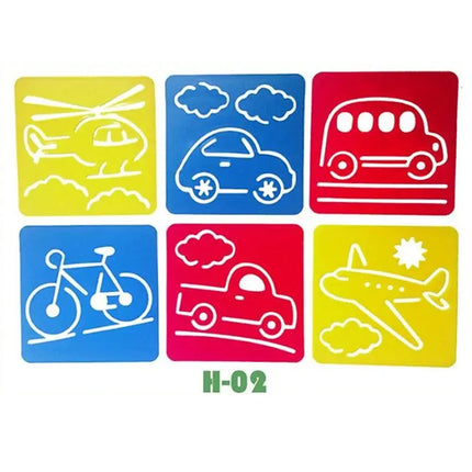 6PCS/Set Drawing Stencils for Kids Washable Reusable  Learning Themed Primary Shape Template for Kid Toddlers Preschool TMZ