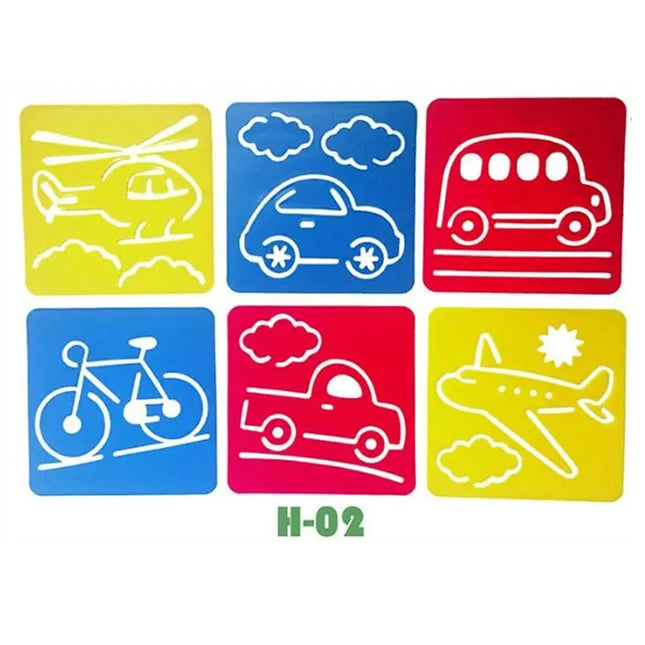 6PCS/Set Drawing Stencils for Kids Washable Reusable  Learning Themed Primary Shape Template for Kid Toddlers Preschool TMZ