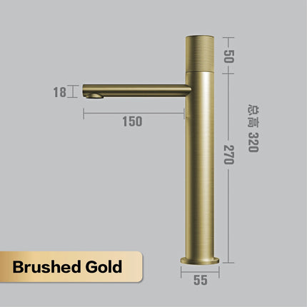 Brass Black Bathroom Faucet Round Hand Washing Toilet Table Under High-End Hotel Hot and Cold Faucet