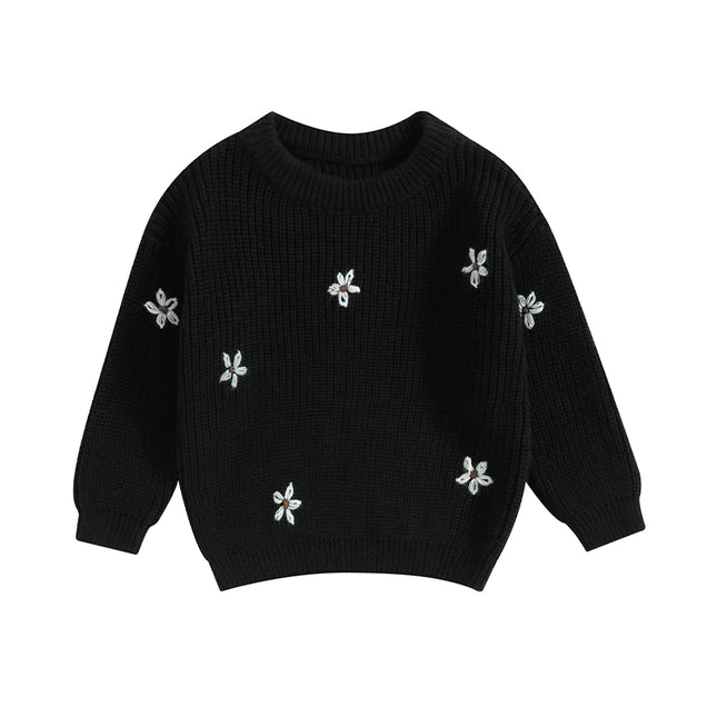 Baby Girl Sweater Long Sleeve Crew Neck Flower Winter Warm Knit Pullover Sweater Infant Clothes