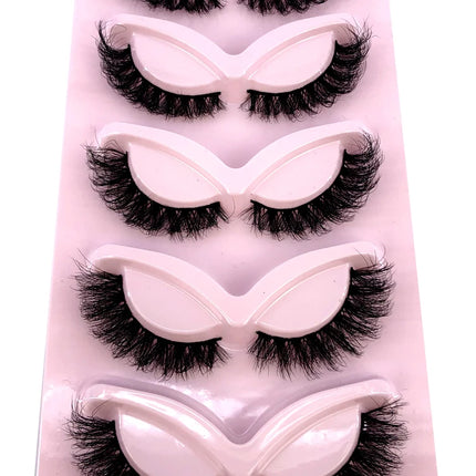 HBZGTLAD 3D natural cat eye fluffy soft cross 5 pairs of comic eyelashes Wispy natural eyelash extension eyelashes