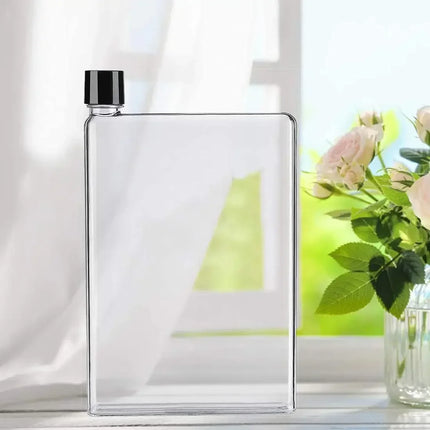 1pc Portable Clear Reusable Slim Flat Water Bottle 420ml Transparent Cup for School Sports Travel Drinkware