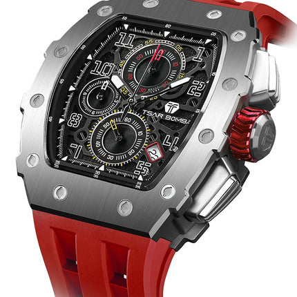 TSAR BOMBA New TB8204 Watch for Men Japan Quartz Chronograph 50M Waterproof Wristwatch Fashion Sport Clock Male Luxury Mens Gift