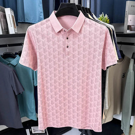 Men's Luxury Summer Short-Sleeved Polo Shirt Best Seller Jacquard Lapel Cool T-Shirt Ventilated Light Thin Leisure Men's Clothing Top