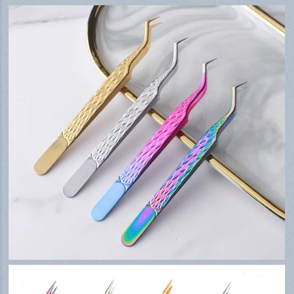Professional Eyelash Tweezers for Lash Extension, Stainless Steel High Precision Eyelash Extension Eyebrow Tweezers