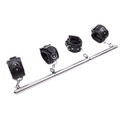 Puppy play Adjustable Stainless Steel Spreader Bar Set, Unisex Sex Slave collar Handcuffs Ankle Cuffs Fetish Restraints