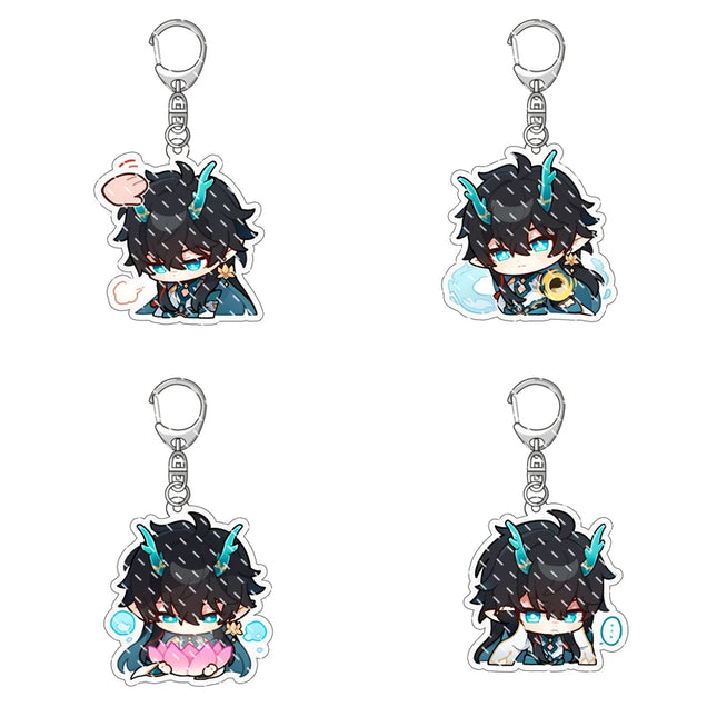 Honkai: Star Rail Anime Figure Acrylic Keychain Dan Heng Feixiao Firefly Model Plate 4pc/set Keyring Game Fans Gift