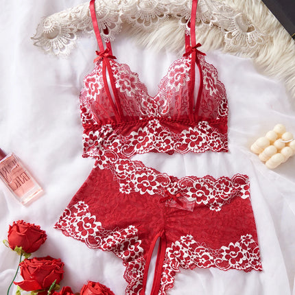 Lace Contrast Color Lingerie Bra And Panties Sets Underwear Set Women Suits