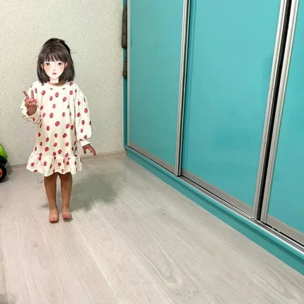 Girls' Dress Cartoon Strawberries  Autumn New Korean Girls' Splicing Pleated Dress Printed Baby Kids Casual Clothes
