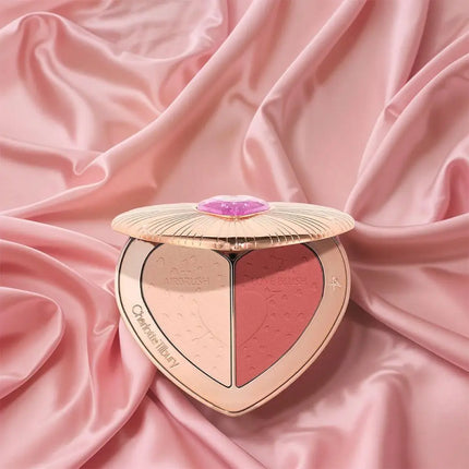 C/T Two Tone Heart Blush Lasting Beauty Makeup Natural Flawless Bright Powder Smooth Look Multi Purpose Rouge 13g