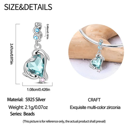 Original 925 Sterling Silver Charms Beads Cute Mushroom Unicorn Love Wings Pearl Charm for Bracelet Pendant Woman Girl Jewelry