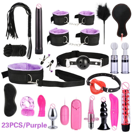 The BDSM10-piece set of restraint toys, including luxury gloves, eye masks, restraint sets and bed restraint sets, is suitable