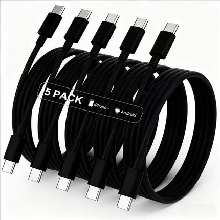 5-Pack 60W USB-C to USB-C Fast Charging Cables with 3.3ft Lengths - Compatible with for iphone 17,16e, 16, 15 Pro, Plus, Pro Max