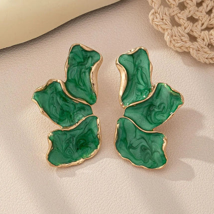 Cefiri Gold Plated Irregular Petal Earring For Women Unique Statement Flower Dangle Earrings Trendy Jewelry Gift