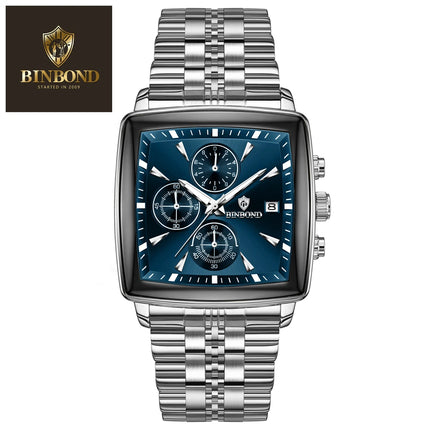 BINBOND Men's Watch Top Brand Luxury Sports Quartz Men's Watches Full Steel Waterproof Chronograph Wristwatch Men Relogio Masculino