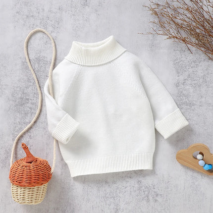 Baby Sweaters Knitted Casual Solid Turtle Neck Long Sleeve Knit Toddler Boy Girl Knitwear Pullovers 1-3Yrs Children Jumpers Tops