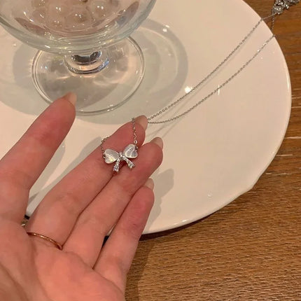 Romantic Lovely White Bowknot Rings Female Girls Exquisite Jewelry Ring with Shiny Bow Tie Zircon for Party Dating Lovers Gifts