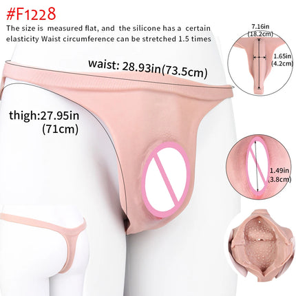 FAAK Silicone Crossdresser Thong Panty Camel Toe Hiding Gaff Shaping Brief Insertable Sexy Fake Pussy Vagina Underwear