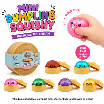 Mini Squishy Dumplings 6PCS With Steamer Squeeze Toys Set Fidget Sensory Toy For Adults Children Stress-relieving Toy Small Gift