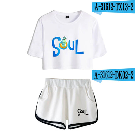 Youthful Movie Joe Gardner T-shirts shorts Pants Dew navel Sport Girls Short Sleeve Suits Sexy Girls Summer Two Pieces sets