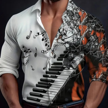 New Men's Flip-over Beach Shirt Long Sleeve Hawaiian Holiday Clothing Pattern Summer New Collection