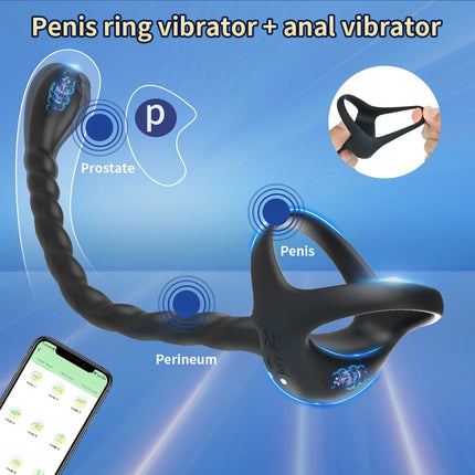 Prostate Massager Cock Ring Vibrators for Men Adult Sex Toy for Men Vibrating Cock Ring Stimulator Remote Control Anal Butt Plug