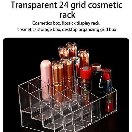24 Grid Lipstick Holder Acrylic Cosmetics Storage Box Can Store And Sort Lipstick Nail Polish And Jewelry Display Rack