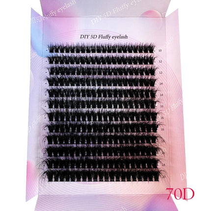DIY5D Fluffy Lash Clusters 100D Thick Eyelash Clusters CC Curl Wispy Individual Lashes 10-20mm Cluster Eyelash Extensions 240pcs