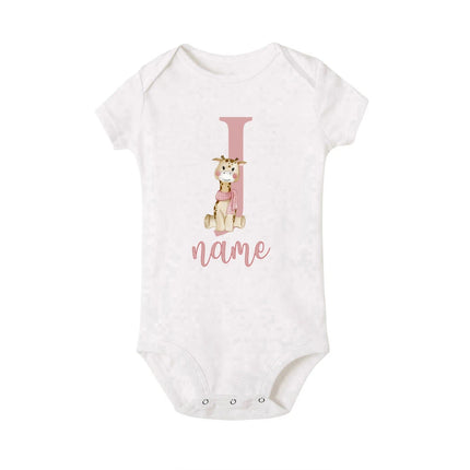 Personalized Baby Bodysuit Initial with Name Newborn Wild One Romper Deer Printed Clothes Baby Girls Clothes Infant Shower Gift