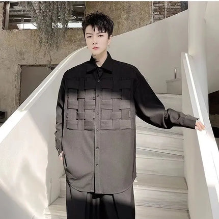 Loose Long Sleeve Men's Shirt Designer Dark Casual Fashion Stylist Cool Handsome Style Street Trend Polyester Fiber Adult Male