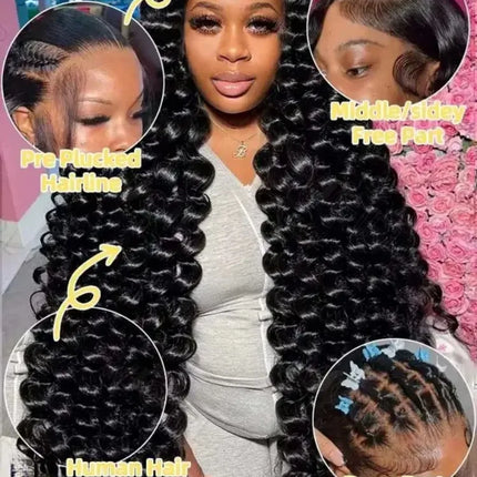 40 42 Inch HD Loose Deep Wave 13x6 Lace Front Human Hair Wigs Brazilian Curly Water Wavy 13x4 Lace Frontal Wigs For Women 250%
