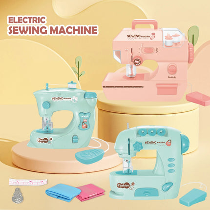Mini Sewing Machine Toys for Kids, Electric Furniture Model Playing Home Toy with Lights DIY Simulation Sewing Gift for Children