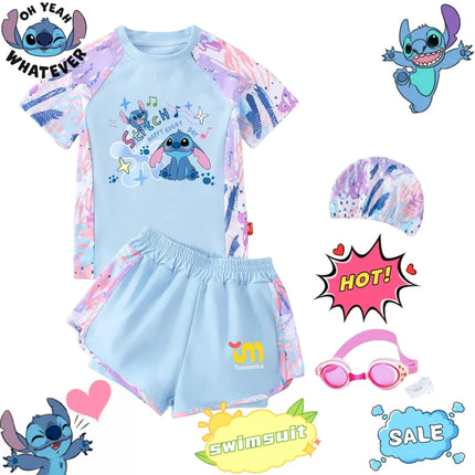 Lilo & Stitch Cartoon Stitch Children's Swimsuit Girls Middle and Secondary Children Split 2025 New Hot Spring Swimming Set