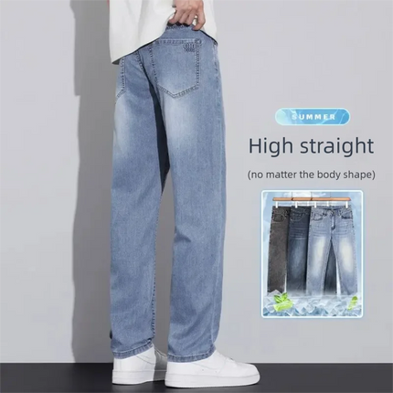 26 New Lyocell Slim Straight Leg Jeans Spring Summer Men's Pants High-quality Classic Cool Breathable