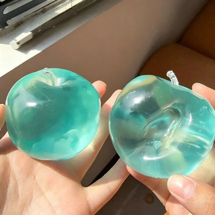 Squishy Crystal Clear Apple Squeeze Toy, Moldable Non-Rebound Stress Relief Ball, Sensory Fidget Toy for Anxiety Relief