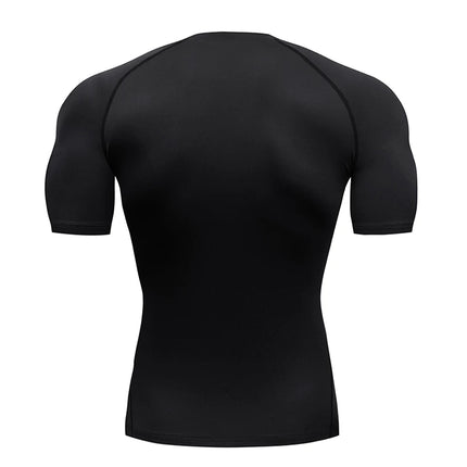 New Gym Short Sleeve Running T-Shirt Men's Compression Long Sleeve Shirt Sun Protection Quick Drying Sports Top Black Sportswear