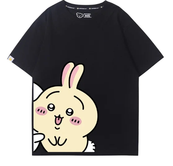MINISO Cute Chiikawa Print Short Sleeve Women Men Loose Casual Everyday Wear T-shirt Stylish High-quality Tops Clothing