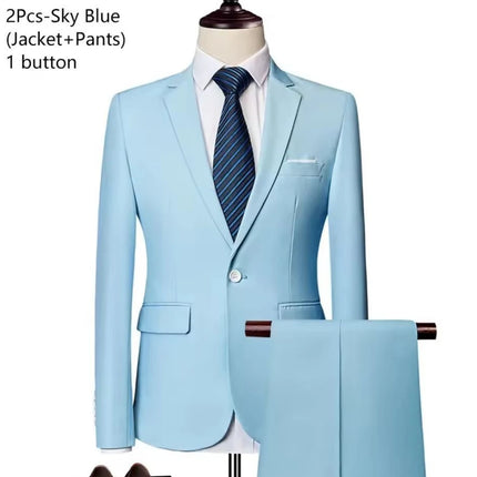 Suits For Men Wedding 2 Pieces Set Elegant Jackets Pants  Blazers Slim Fit Formal Outfit Fashion Business Classic 2025 Costume