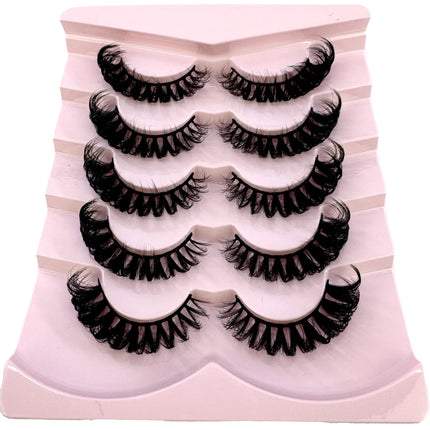 HBZGTLAD 3D natural cat eye fluffy soft cross 5 pairs of comic eyelashes Wispy natural eyelash extension eyelashes