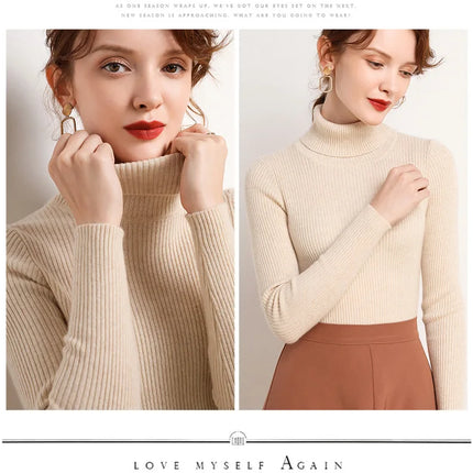 Heliar Women Fall Turtleneck Sweater Knitted Soft Pullovers Cashmere Jumpers Basic Soft Sweaters For Women 2024 Autumn Winter