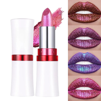Radiation Metallic Blue Purple Chameleon Lipstick Glitter Diamond Color-Changing Green Lip Gloss Pearl Shine Charming Makeup