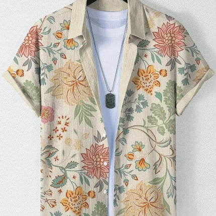 Men's Cat Graphics Shirts Short Sleeved Button Down Lapel Shirt For Summer Oversized Tops Vacation Casual Hawaiian Shirts