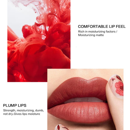 QIBEST Sexy Velvet Matte Lip Gloss Liquid Lipstick Lipgloss Beauty Red Nude Waterproof Long-lasting Lip Stain Makeup For Women