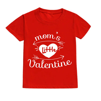 Daddy and Mommy's Valentine Print Kids T-Shirt Child Red Shirts Tops Boys Girls T-Shirt Valentine's Day Party Gifts Casual Clothes