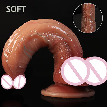 Simulation Skin Liquid Silicone Dildos Adult Products Realistic Suction Cup Dick Male Artificial Rubber Penis Sex Toys For Women
