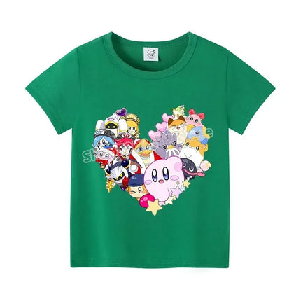 Star Kirbys Summer Short Sleeve Kid Cute T-shirt Colorful Tops Baby Cartoon Fashion Tee Kawaii Game Boy Girl Casual Clothes Gift